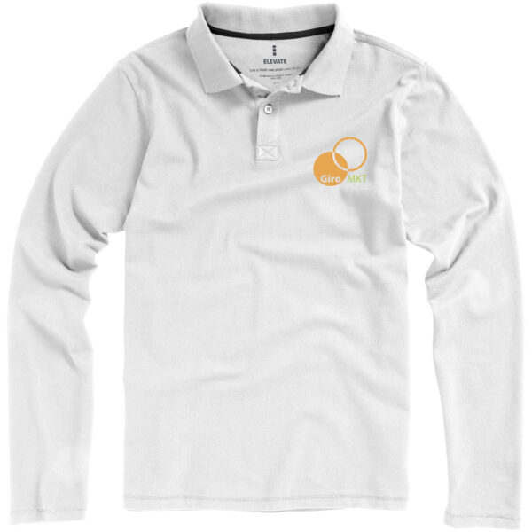 Oakville long sleeve men's polo – White with logo