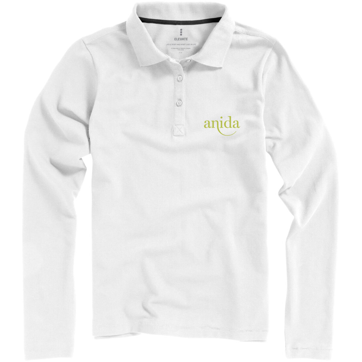 Oakville long sleeve women's polo – White with logo