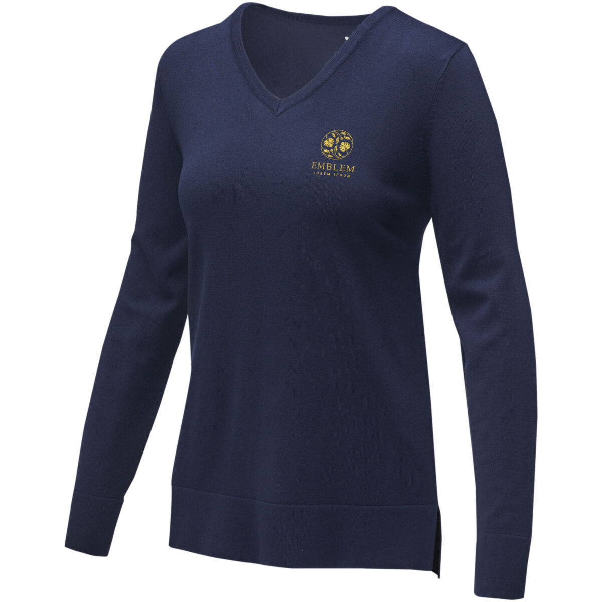 Stanton women's v-neck pullover – Navy with logo