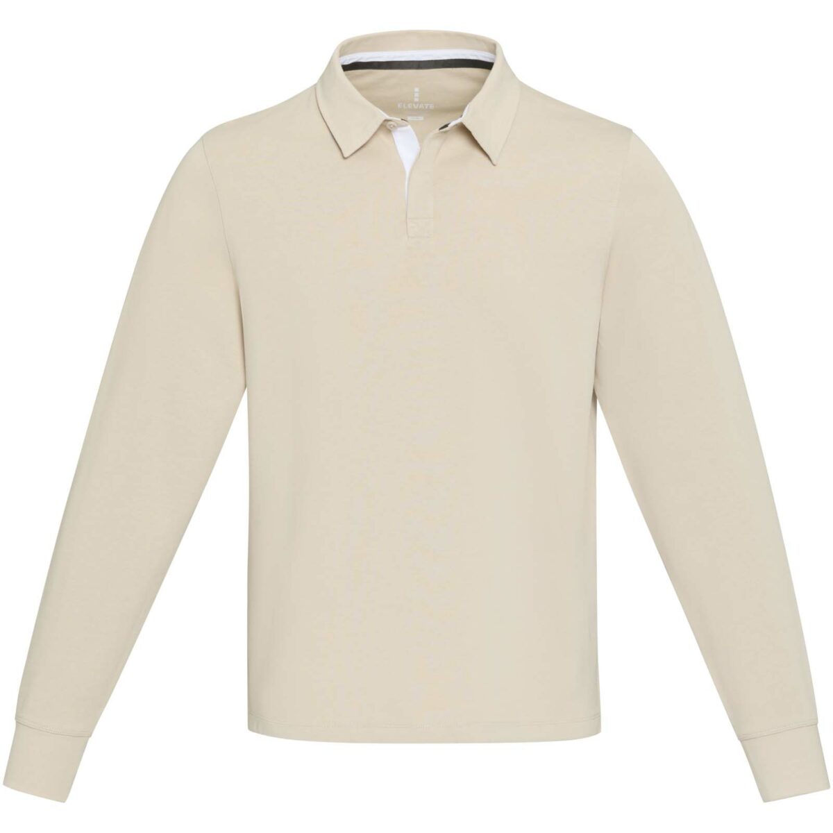Clyde unisex organic rugby polo sweatshirt – Oatmeal front view