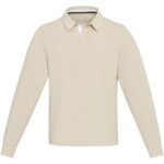 Clyde unisex organic rugby polo sweatshirt – Oatmeal front view