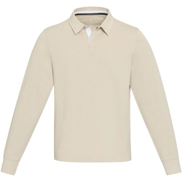 Clyde unisex organic rugby polo sweatshirt – Oatmeal front view