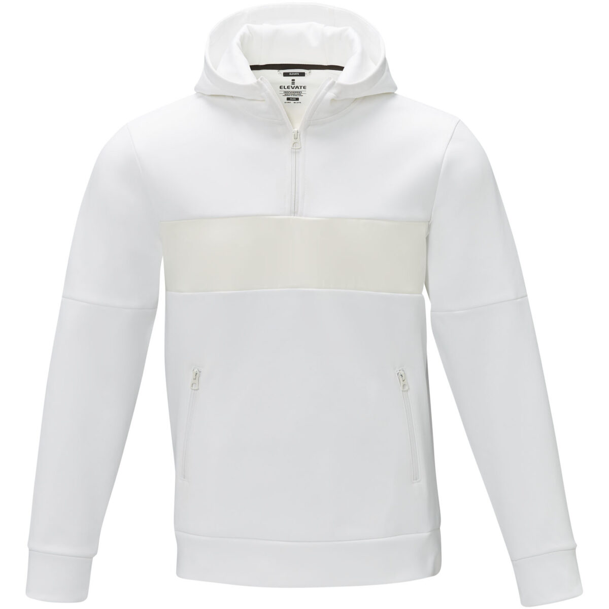 Sayan men's half zip anorak hooded sweater – White front view