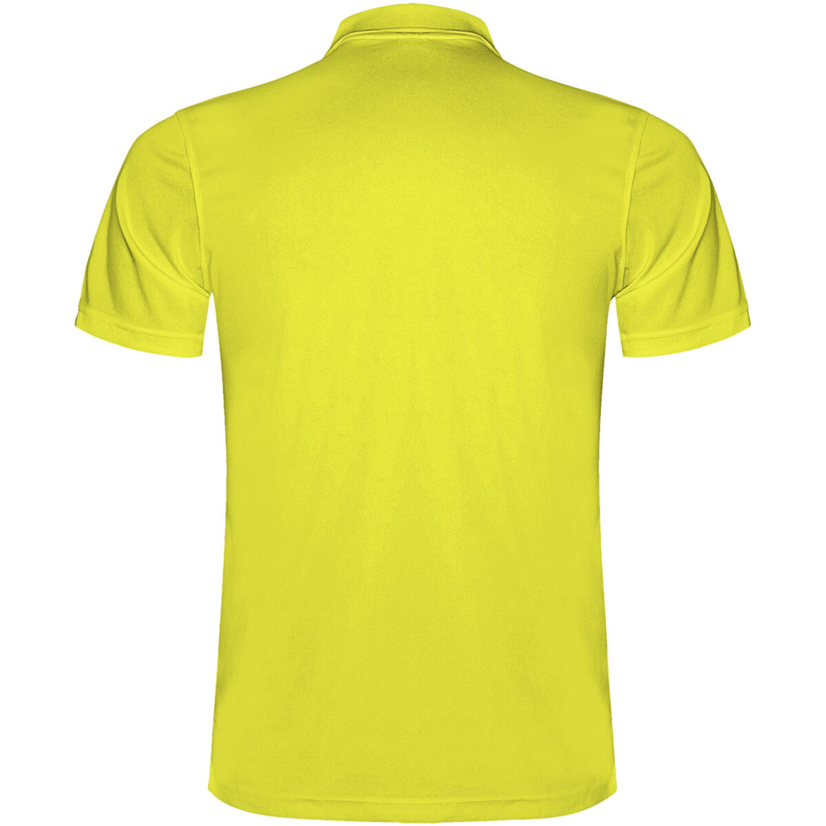 Monzha short sleeve kids sports polo – Fluor Yellow back view