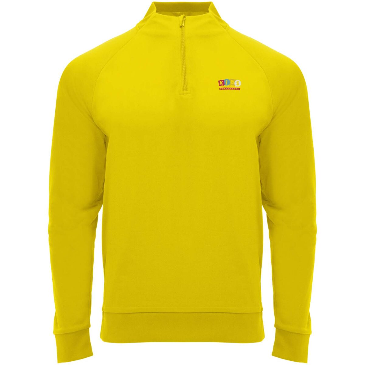 Epiro long sleeve kids quarter zip sweatshirt – Yellow with logo