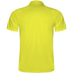 Monzha short sleeve men's sports polo – Fluor Yellow back view