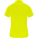 Monzha short sleeve women's sports polo – Fluor Yellow back view