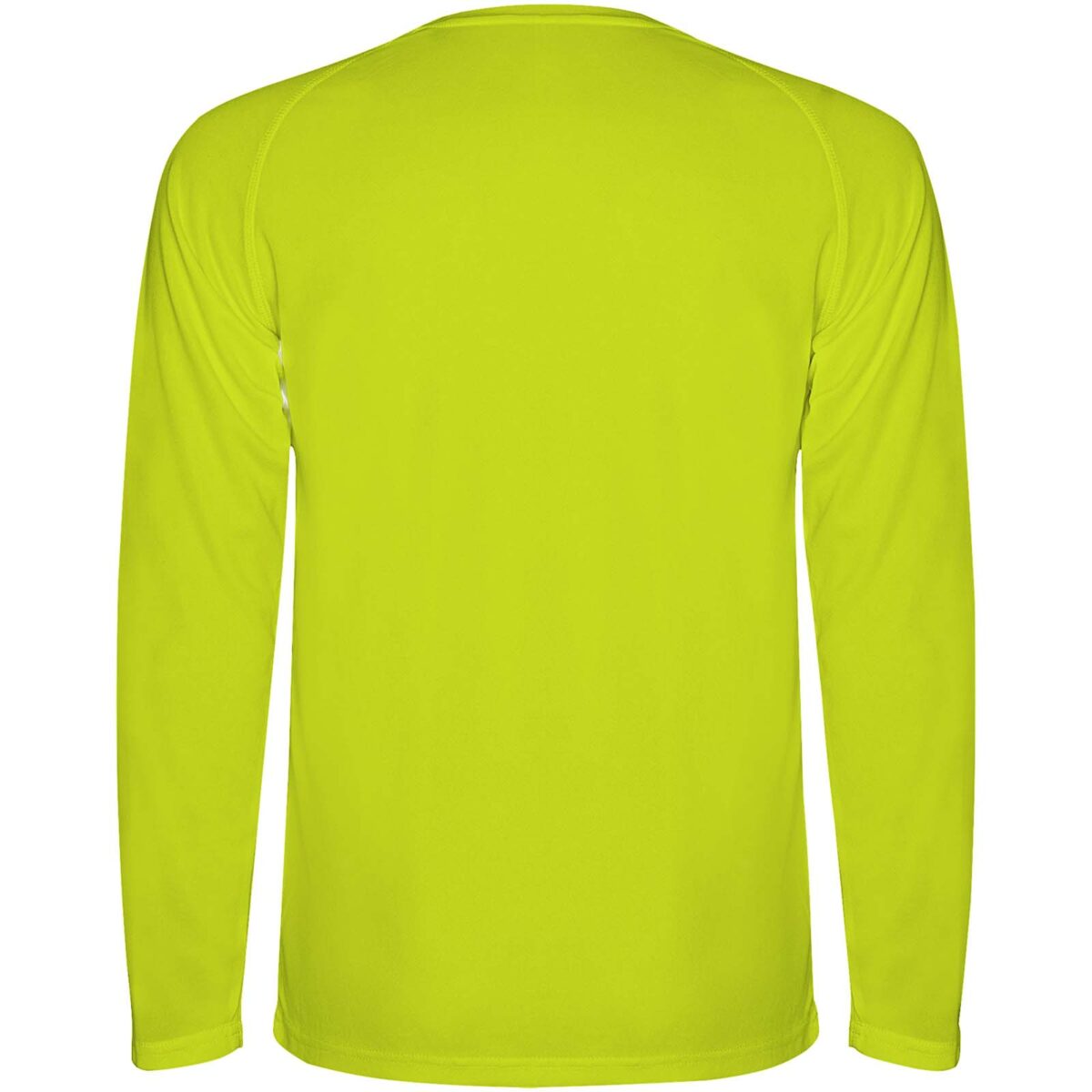 Montecarlo long sleeve men's sports t-shirt – Fluor Yellow back view