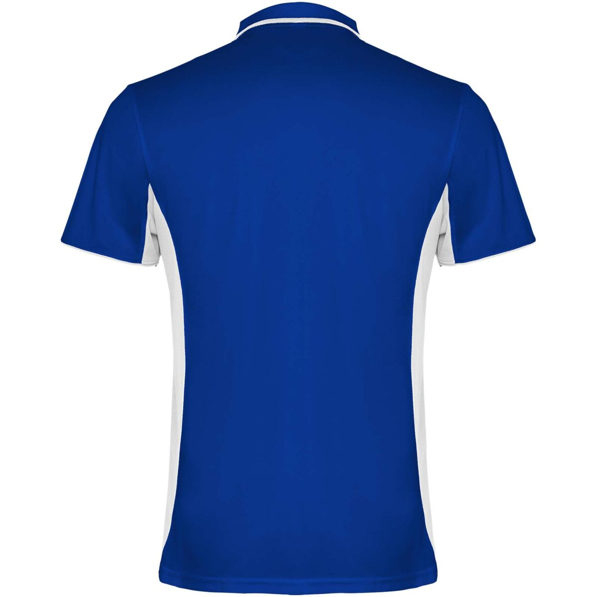Montmelo short sleeve unisex sports polo – Royal blue back view