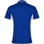 Montmelo short sleeve unisex sports polo – Royal blue back view