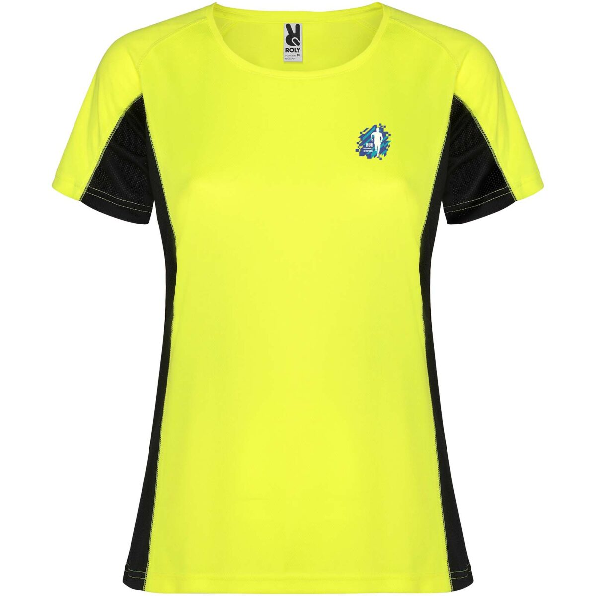 Shanghai short sleeve women's sports t-shirt – Fluor Yellow with logo