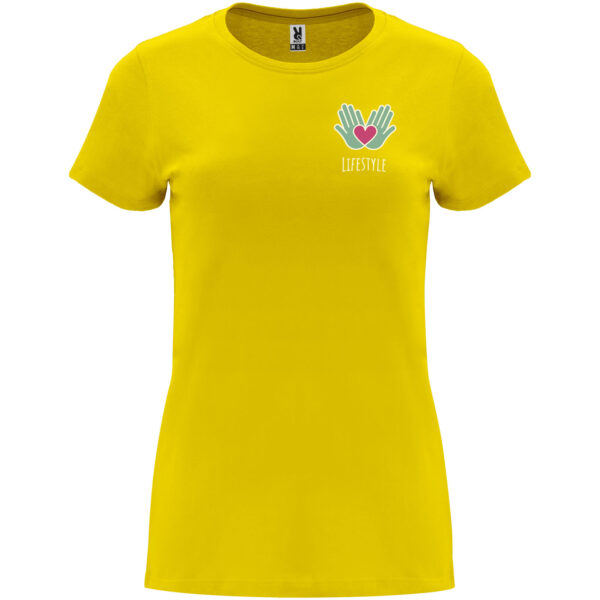 Capri short sleeve women's t-shirt – Yellow with logo