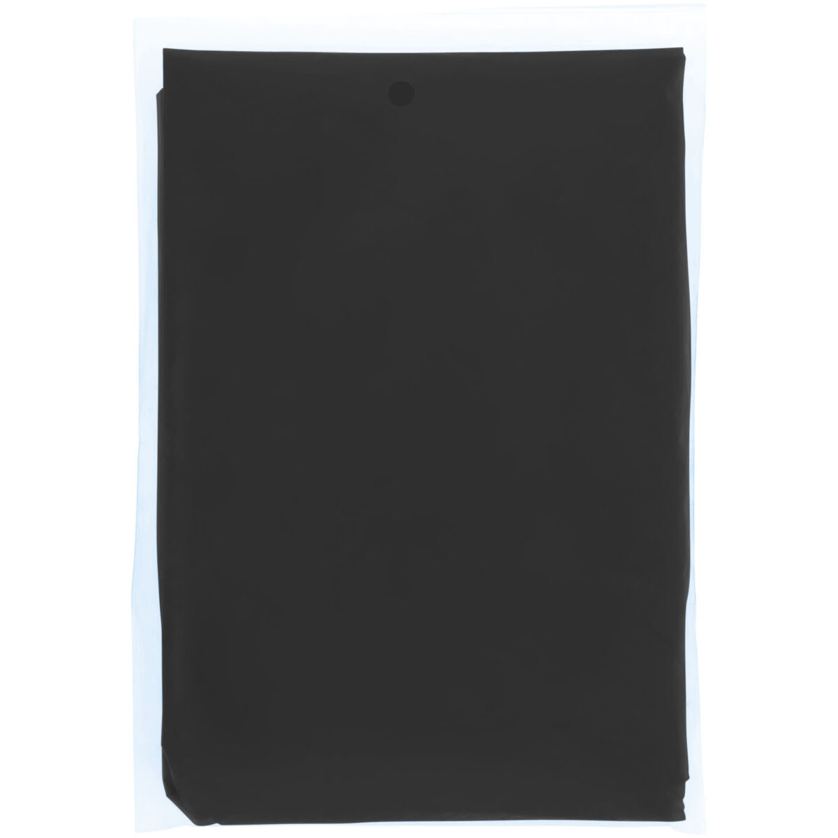 Ziva disposable rain poncho with storage pouch – Solid black front view