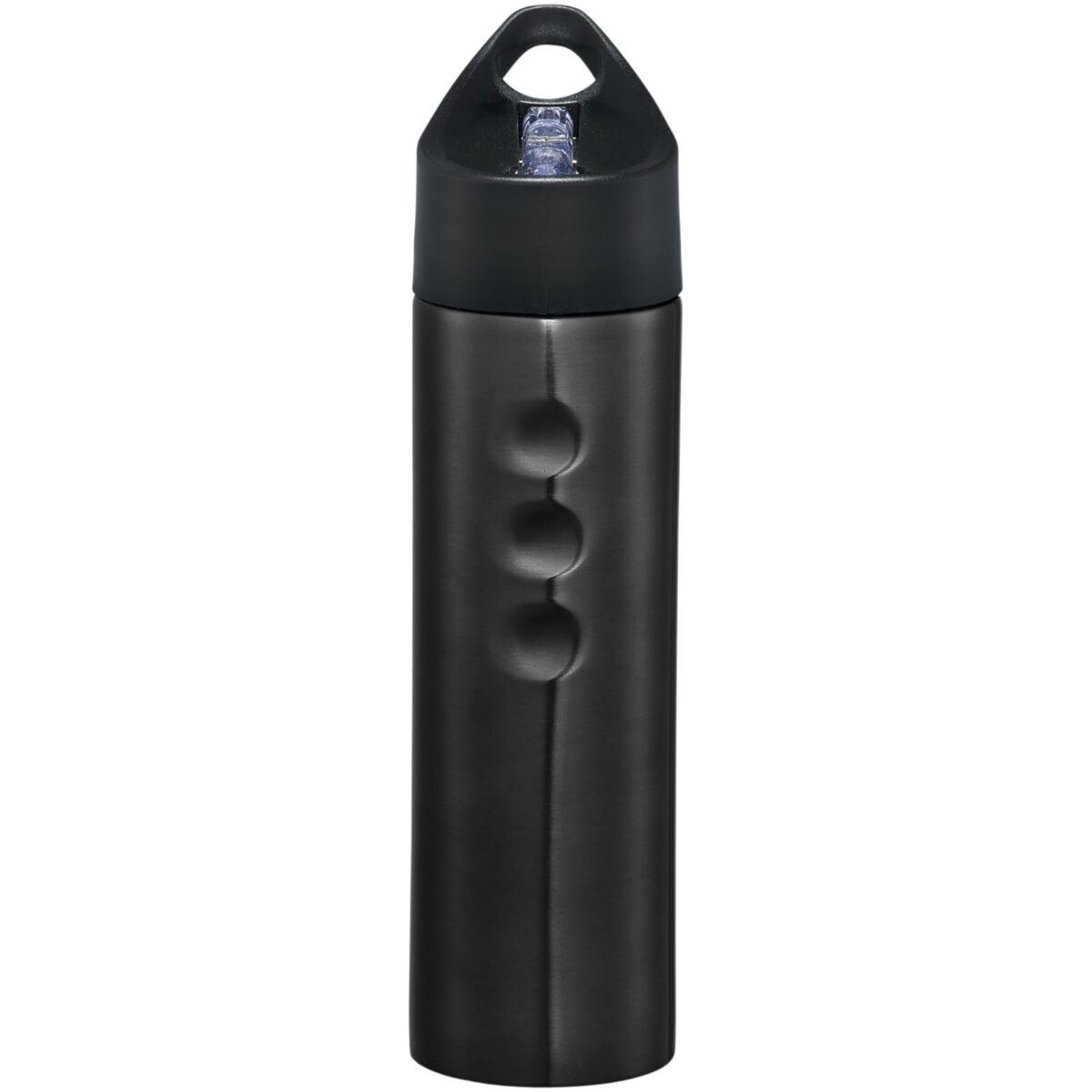 Trixie 750 ml stainless steel sport bottle – Solid black front view