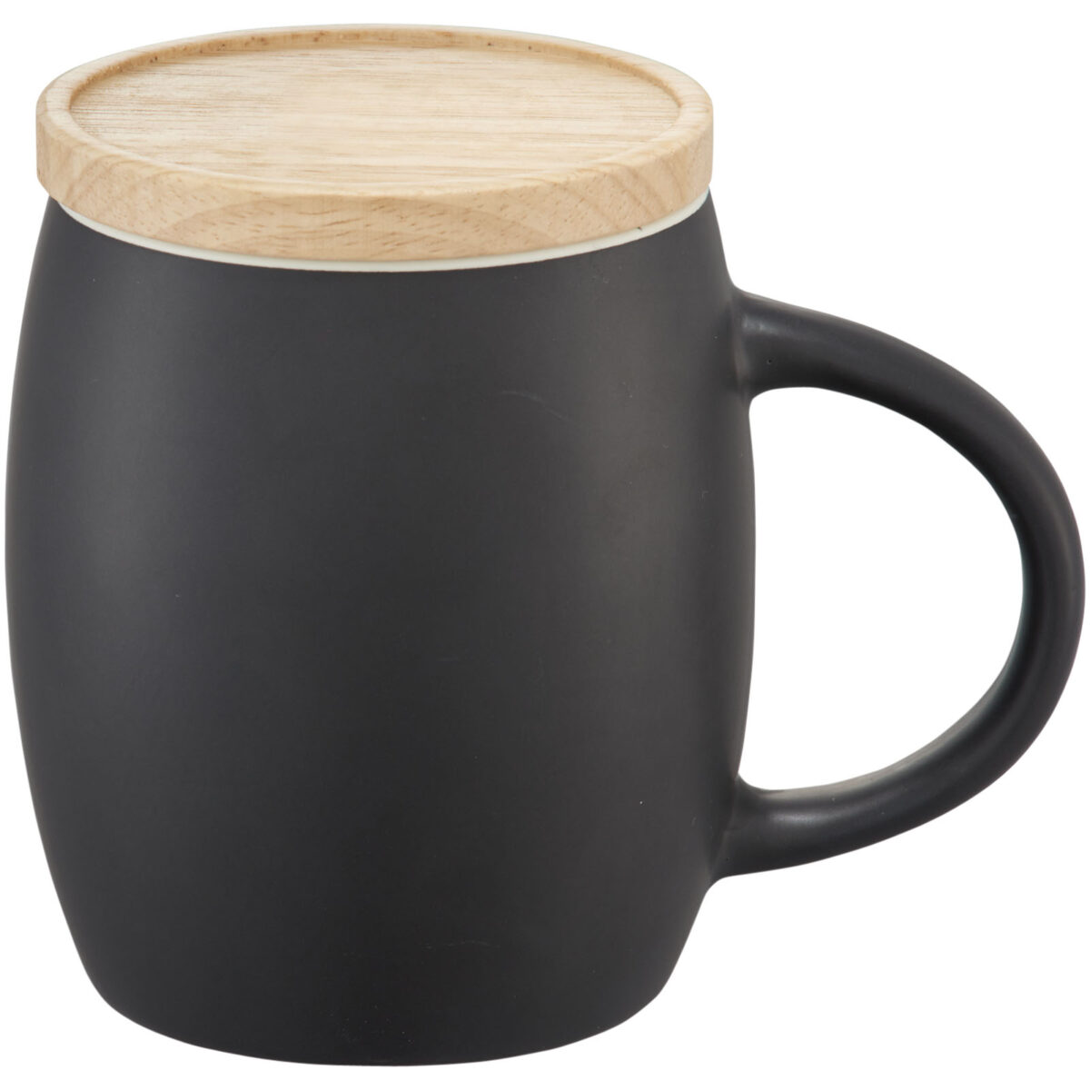 Hearth 400 ml ceramic mug with wooden coaster – Solid black extra view