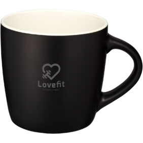 Riviera 340 ml ceramic mug – Solid black with logo