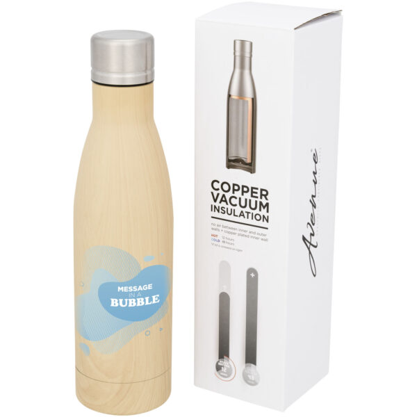 Vasa 500 ml wood-look copper vacuum insulated bottle – Brown with logo