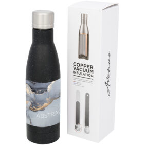 Vasa 500 ml speckled copper vacuum insulated bottle – Solid black with logo