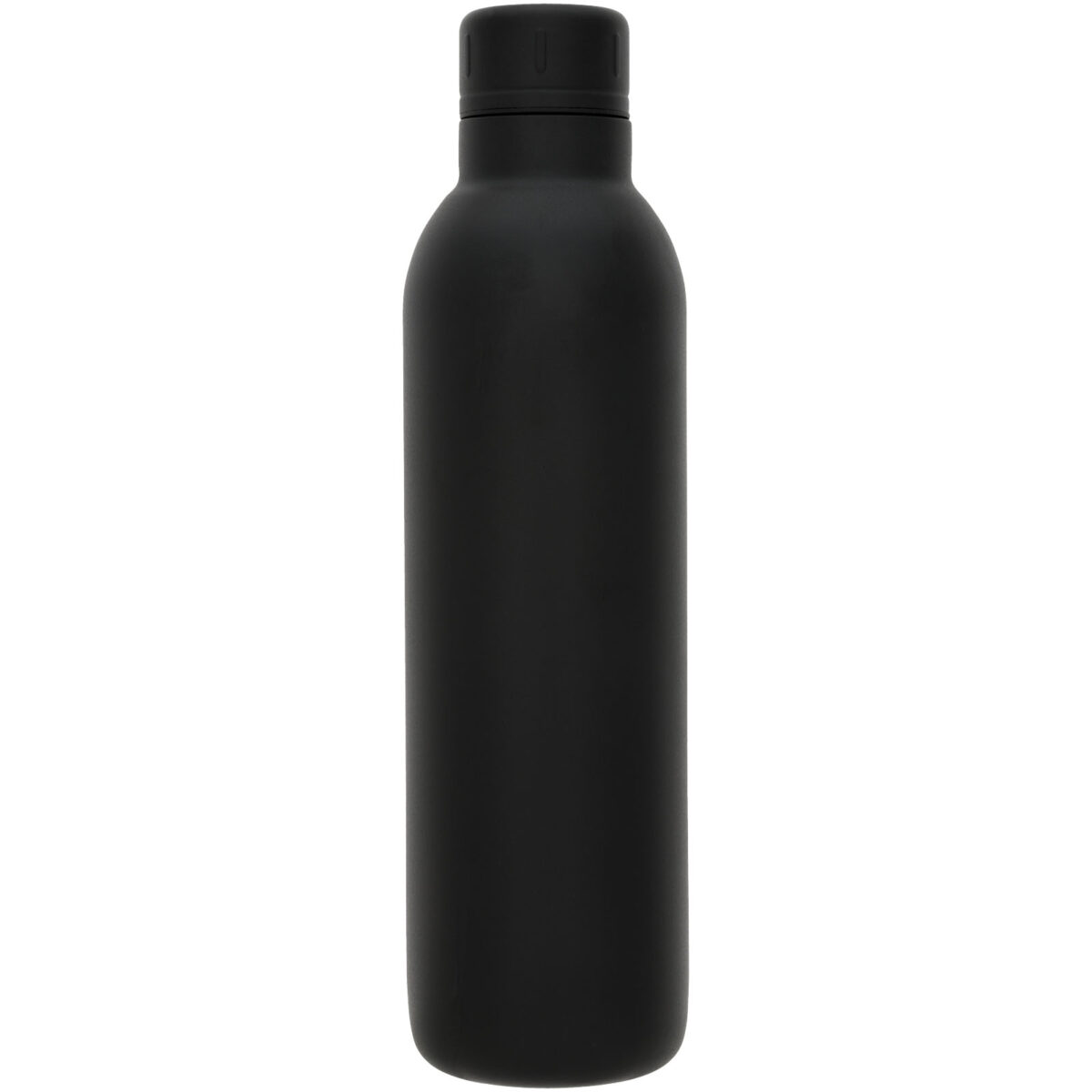 Odin 510 ml copper vacuum insulated water bottle – Solid black front view