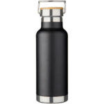 Thor 480 ml copper vacuum insulated water bottle – Solid black front view