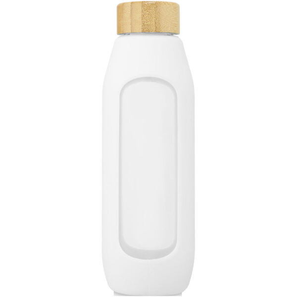 Tidan 600 ml borosilicate glass bottle with silicone grip – White front view