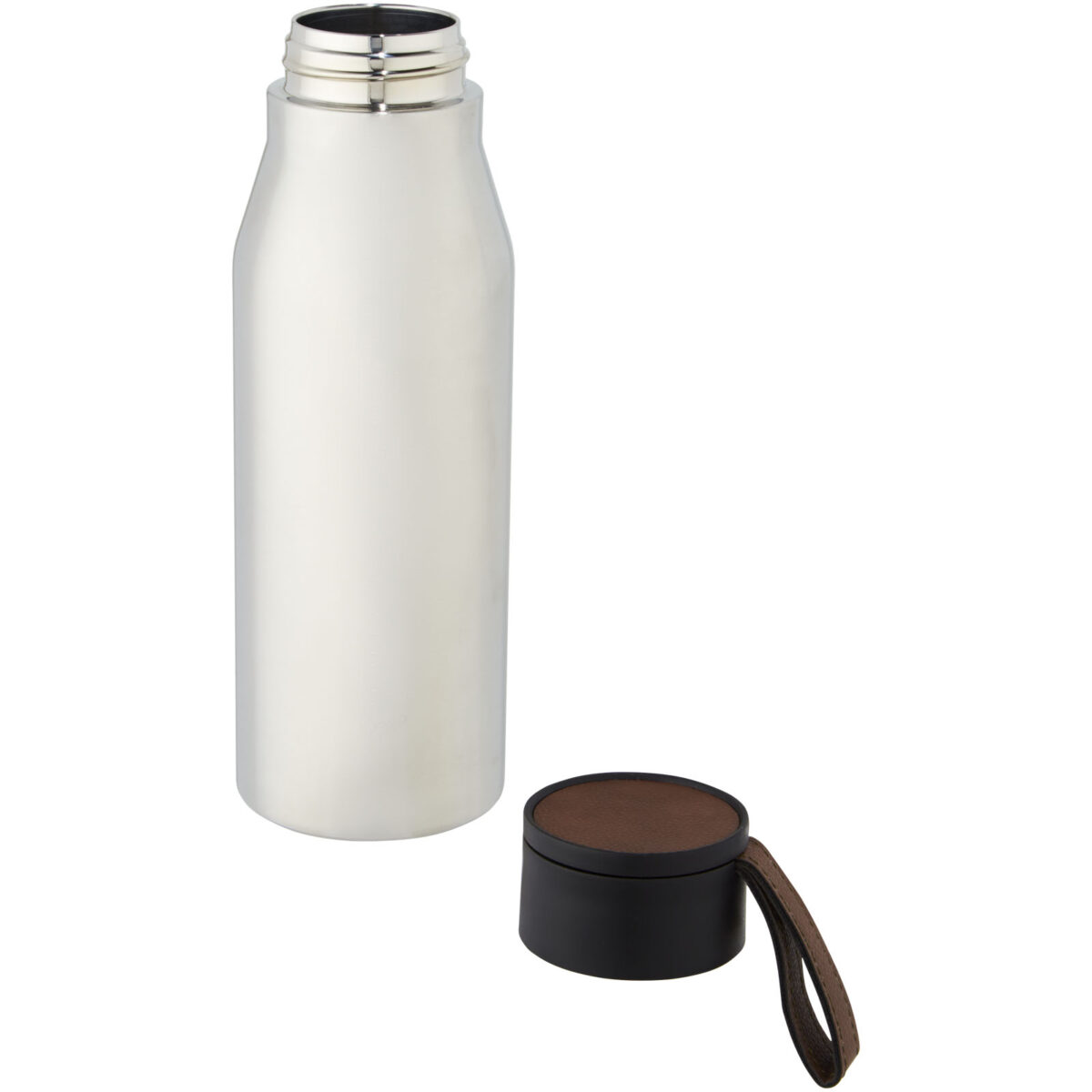 Ljungan 500 ml copper vacuum insulated stainless steel bottle with PU leather strap and lid – Silver extra view