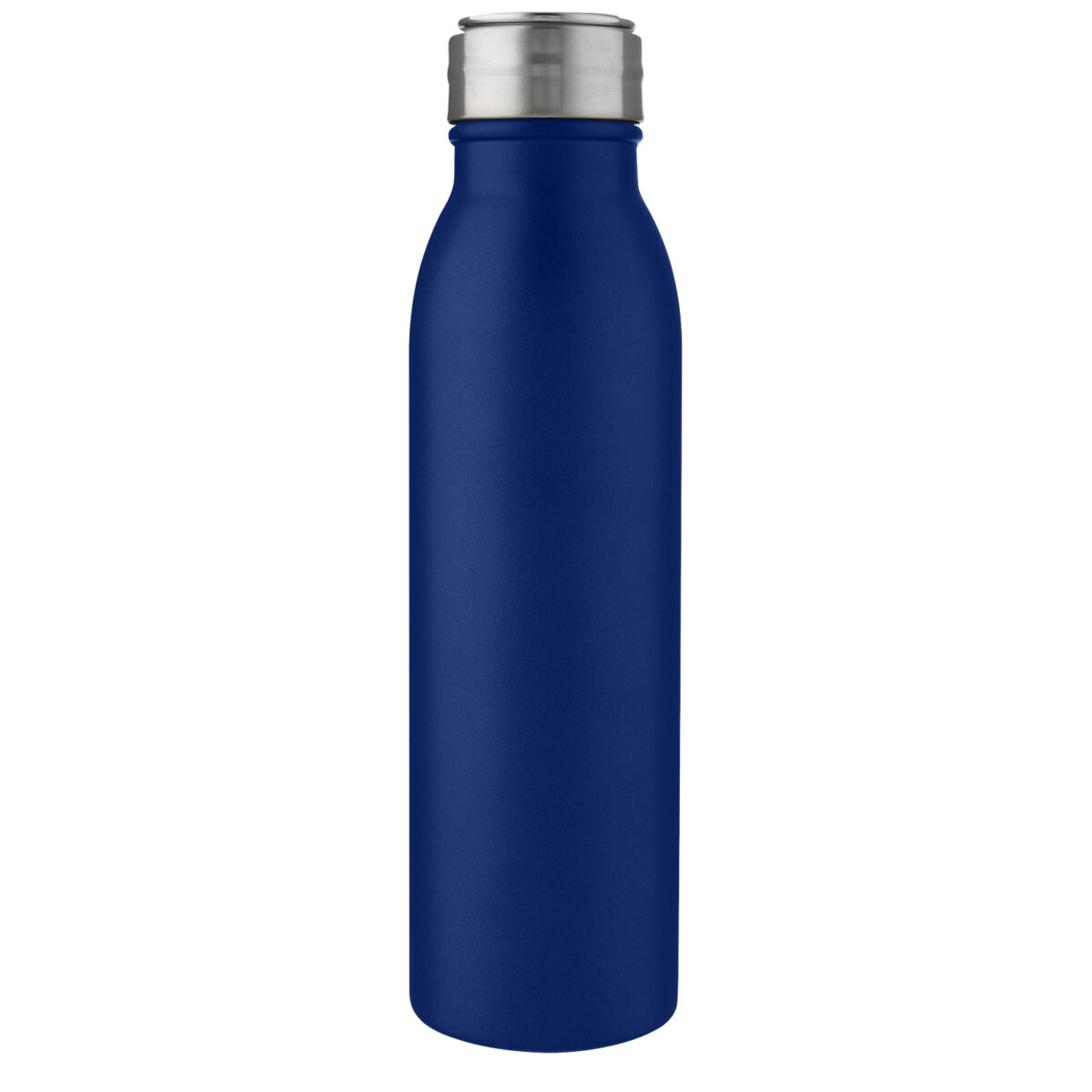 Harper 700 ml stainless steel water bottle with metal loop – Mid blue front view