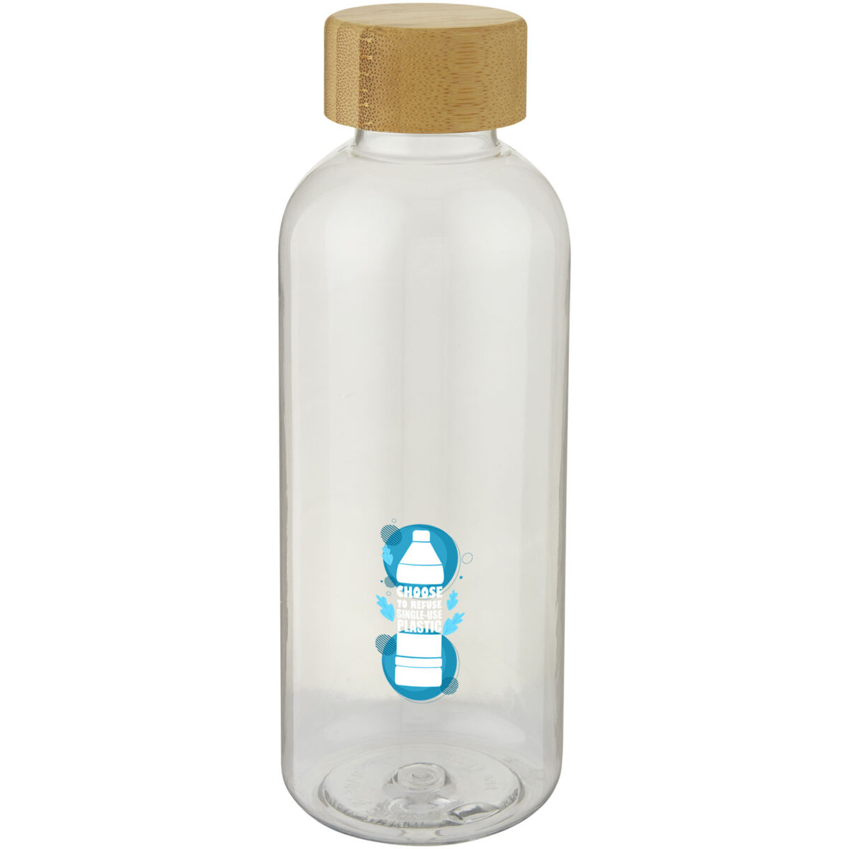 Ziggs 650 ml recycled plastic water bottle – Transparent with logo