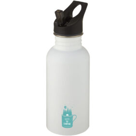 Lexi 500 ml stainless steel sport bottle – White with logo