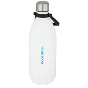 Cove 1.5 L vacuum insulated stainless steel bottle – White with logo