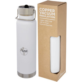Thor 750 ml copper vacuum insulated sport bottle – White with logo