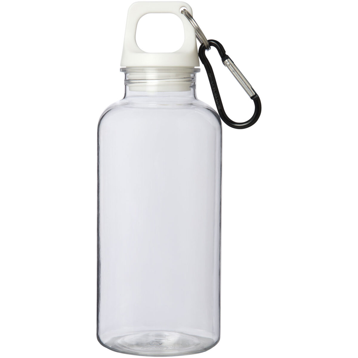 Oregon 400 ml RCS certified recycled plastic water bottle with carabiner – White front view