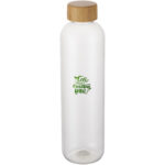 Ziggs 1000 ml recycled plastic water bottle – Transparent clear with logo