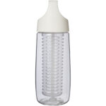 HydroFruit 700 ml recycled plastic sport bottle with flip lid and infuser – Transparent white back view