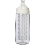 HydroFruit 700 ml recycled plastic sport bottle with flip lid and infuser – Transparent white front view