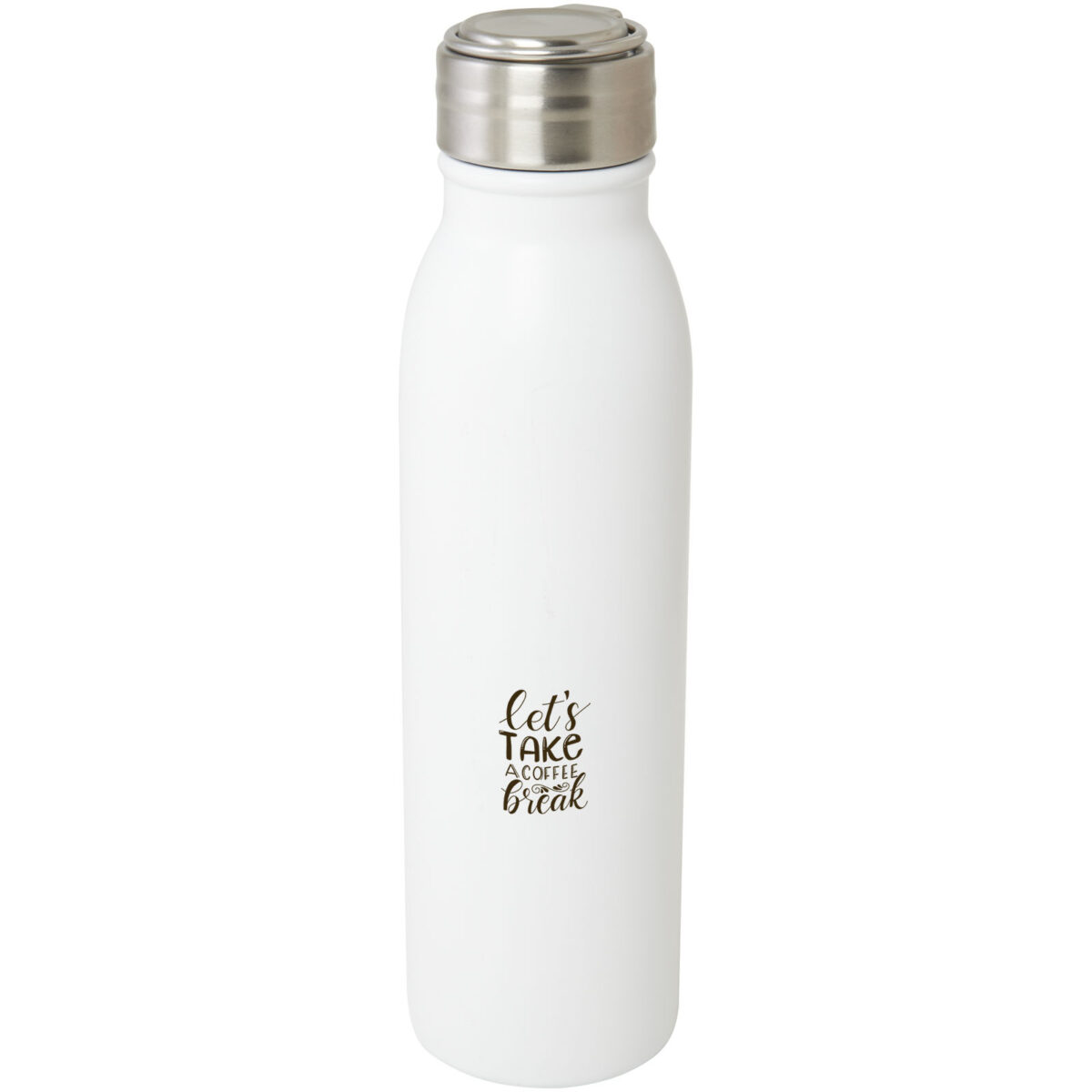 Harper 720 ml RCS certified stainless steel water bottle with metal loop – White with logo