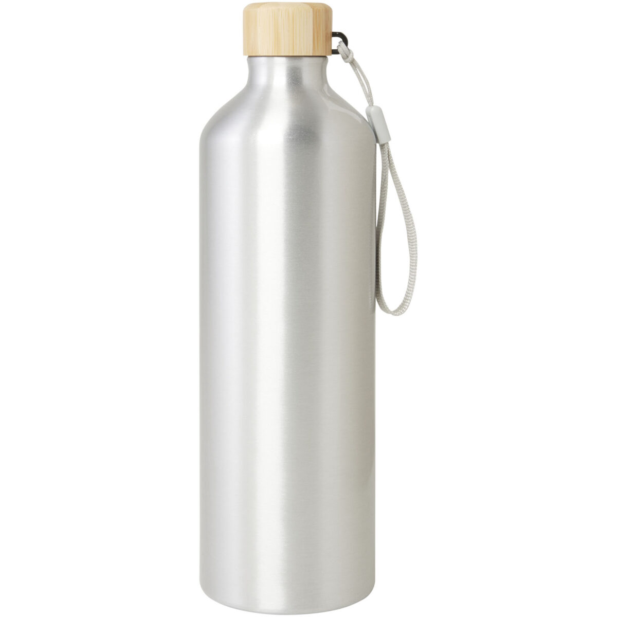Malpeza 1000 ml RCS certified recycled aluminium water bottle – Silver front view