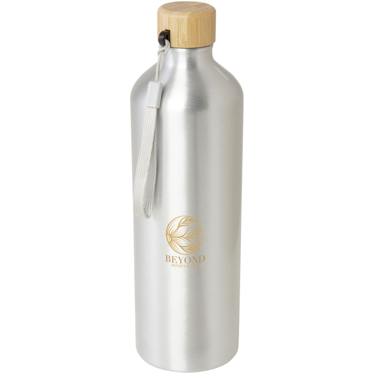 Malpeza 1000 ml RCS certified recycled aluminium water bottle – Silver with logo