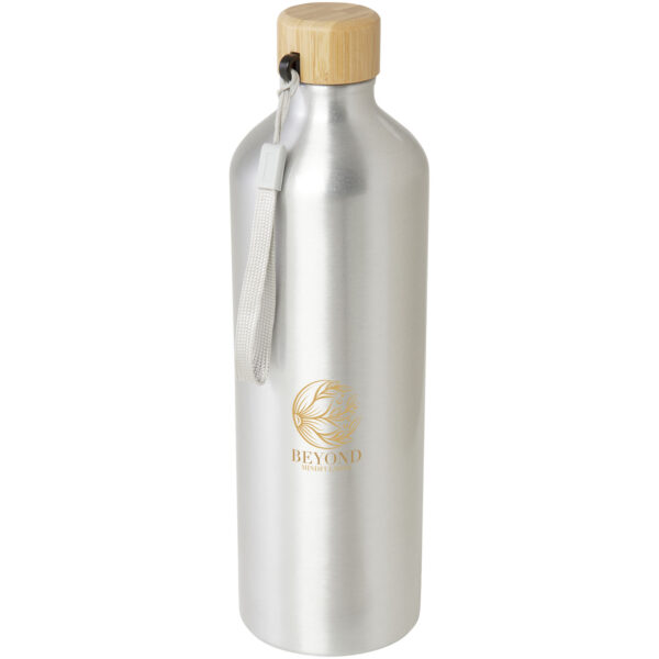 Malpeza 1000 ml RCS certified recycled aluminium water bottle – Silver with logo