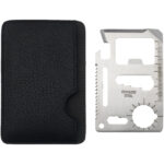 Saki 15-function pocket tool card – Silver front view