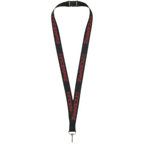 Lago lanyard with break-away closure – Solid black with logo