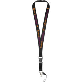 Sagan phone holder lanyard with detachable buckle – Solid black with logo