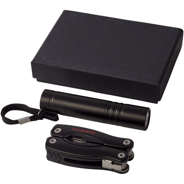 Scout multi-function knife and LED flashlight set – Solid black extra view