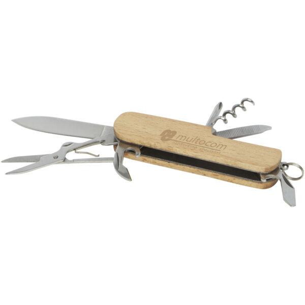 Richard 7-function wooden pocket knife – Natural with logo
