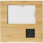 Sasa bamboo photo frame with thermometer – Natural front view
