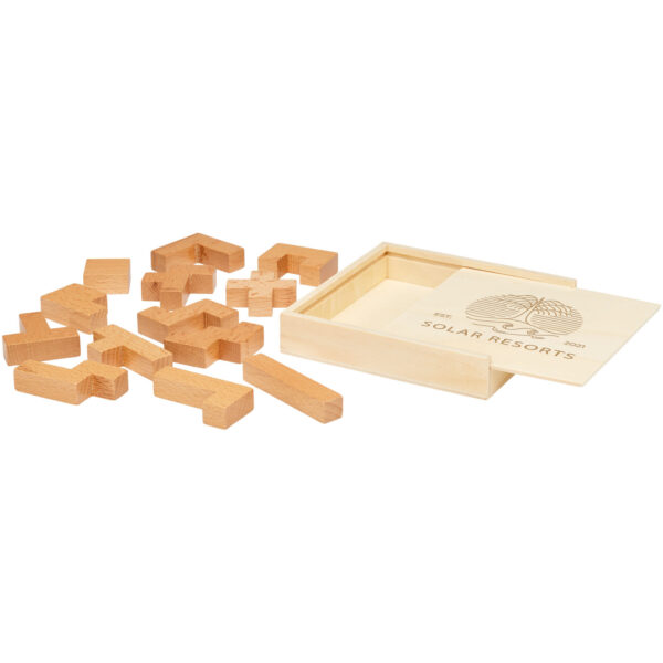 Bark wooden puzzle – Natural with logo