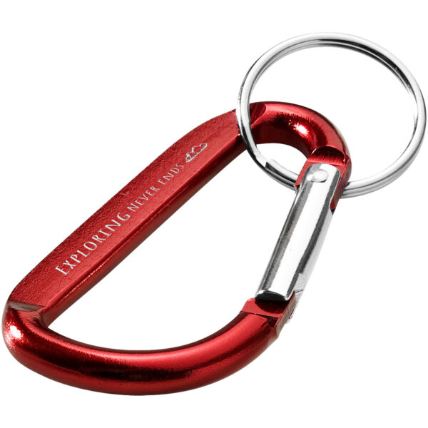 Timor RCS recycled aluminium carabiner keychain – Red with logo