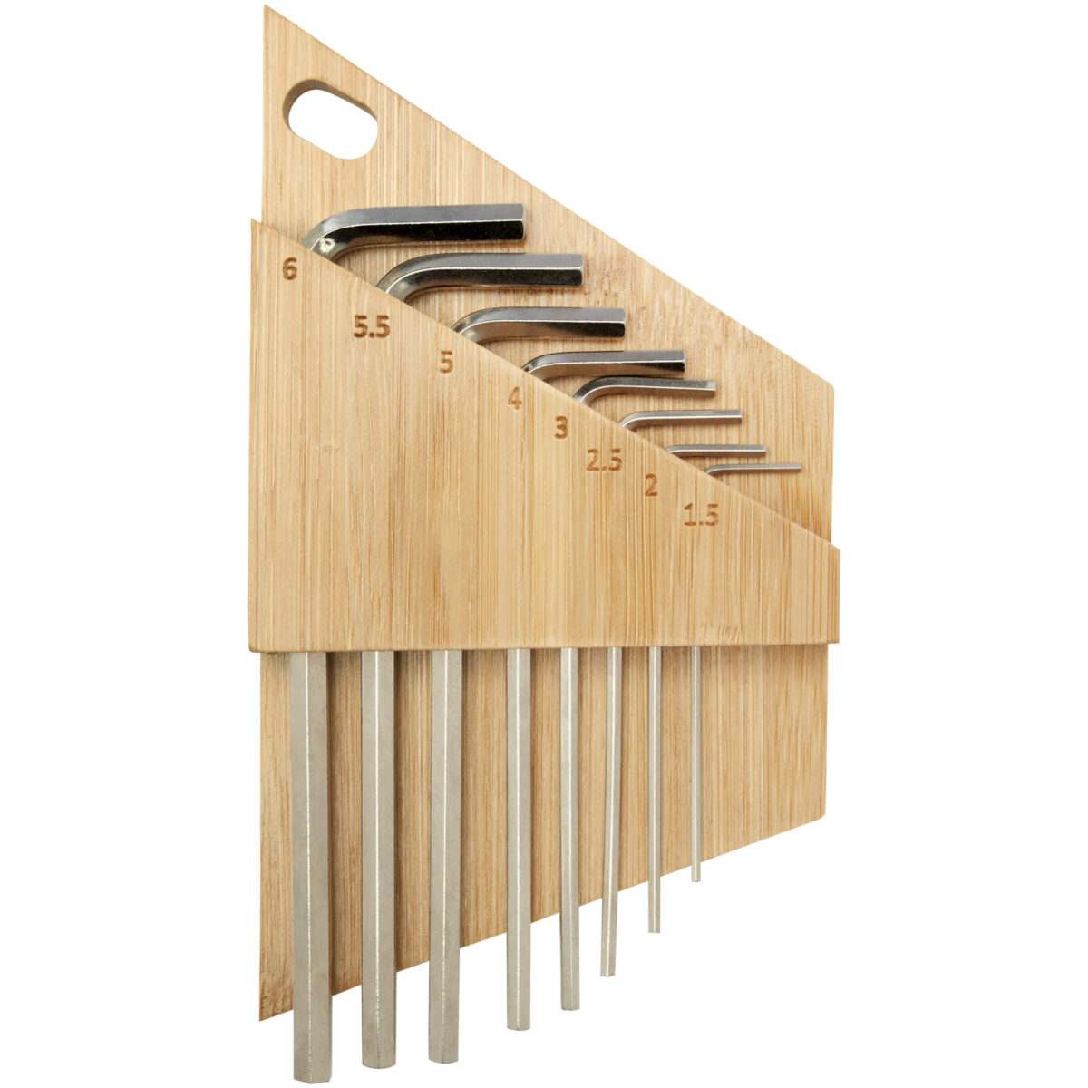 Allen bamboo hex key tool set – Natural front view