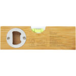 Flush bamboo spirit level with bottle opener – Natural back view