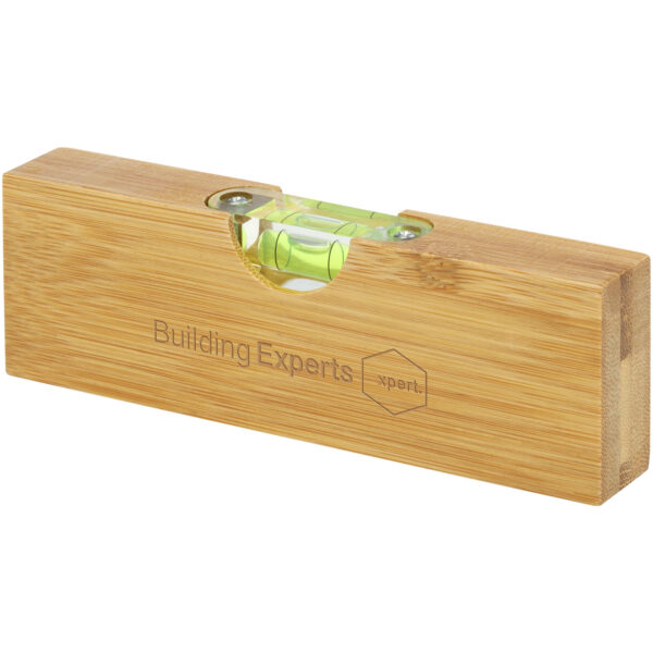 Flush bamboo spirit level with bottle opener – Natural with logo